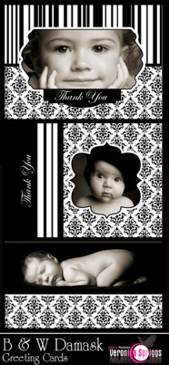 Black & White Damask Cards