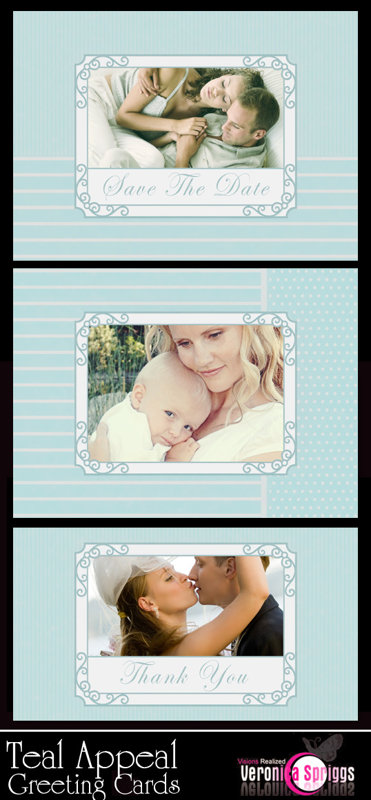 Teal Appeal Greeting Cards Template