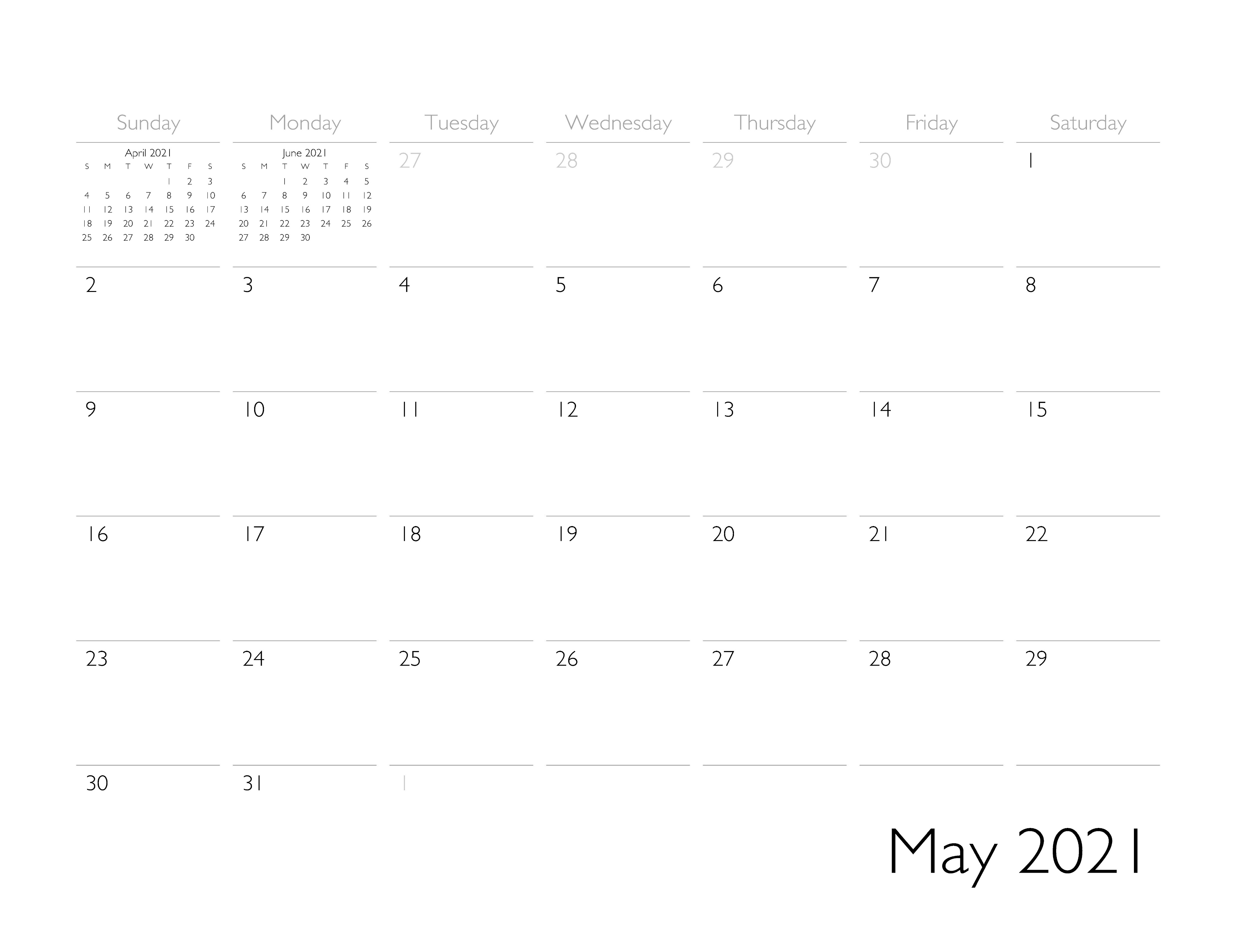 May 2021 Calendar Page