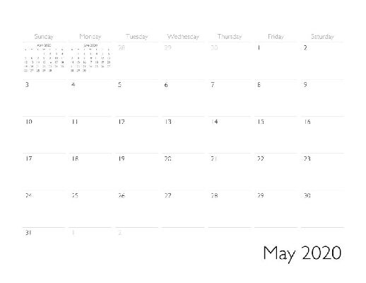 May 2020 Calendar Page